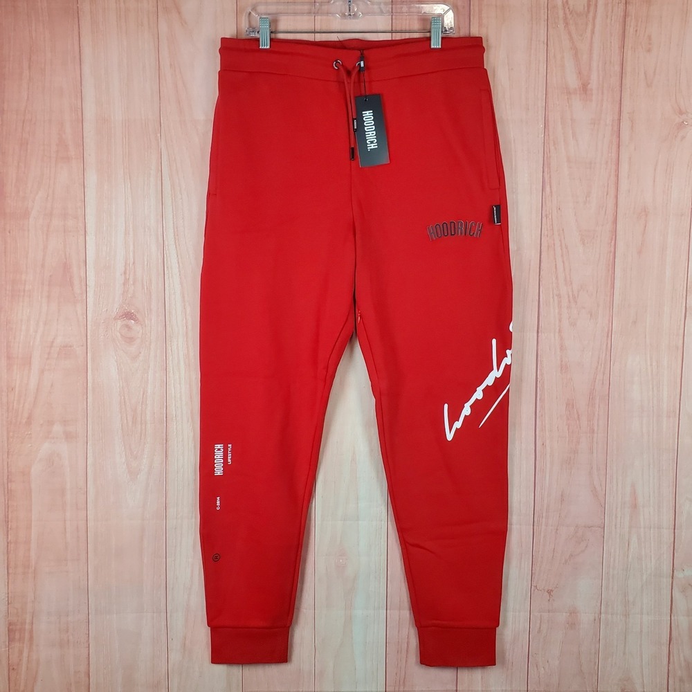 Hoodrich OG Tycoon Sweatpants Mens XL‎ Red Logo Relaxed Fit Tapered Leg Jogger